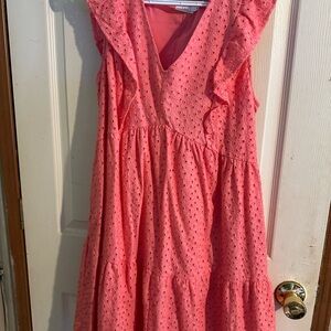 Time and Tru Coral Eyelet Dress